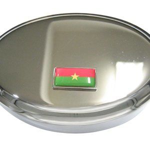 Burkina Faso Flag Oval Trinket Jewelry Box